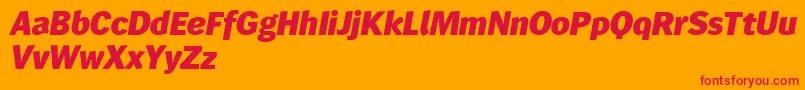 Wendelinreduced86fettkursiv-Schriftart – Rote Schriften auf orangefarbenem Hintergrund