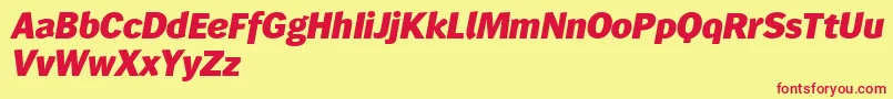 フォントWendelinreduced86fettkursiv – 赤い文字の黄色い背景