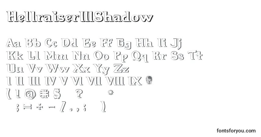 A fonte Hellraiser3Shadow – alfabeto, números, caracteres especiais