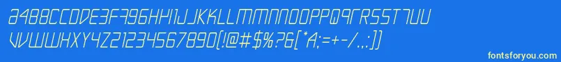 Escapeartistcondsemital-Schriftart – Gelbe Schriften auf blauem Hintergrund