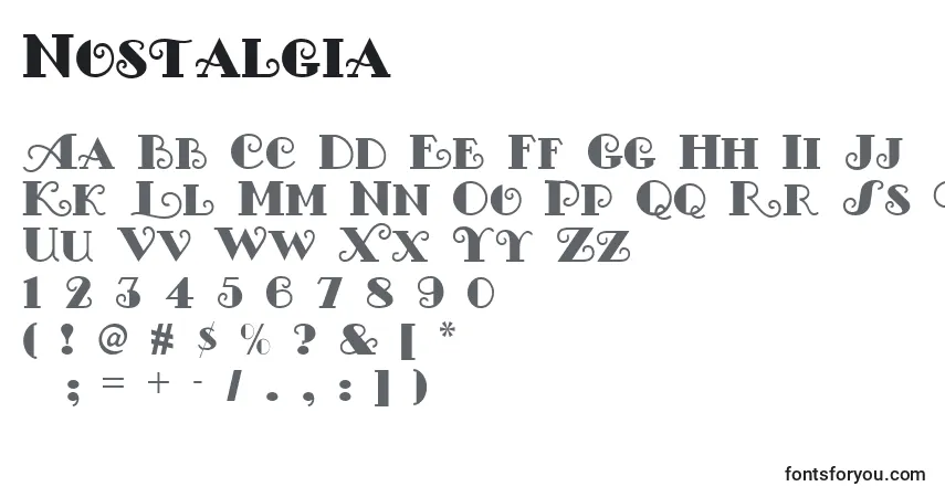 Czcionka Nostalgia – alfabet, cyfry, specjalne znaki