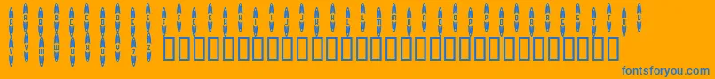 JackrabbitsBarGrill-Schriftart – Blaue Schriften auf orangefarbenem Hintergrund