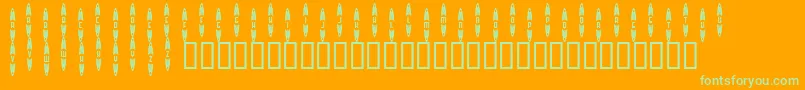 JackrabbitsBarGrill-Schriftart – Grüne Schriften auf orangefarbenem Hintergrund