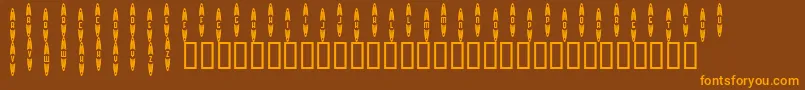 JackrabbitsBarGrill-Schriftart – Orangefarbene Schriften auf braunem Hintergrund