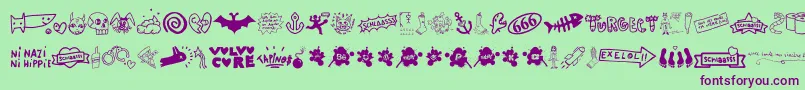 Fonte WcSlaassschClassic – fontes roxas em um fundo verde