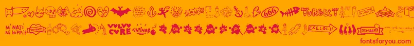 Fonte WcSlaassschClassic – fontes vermelhas em um fundo laranja