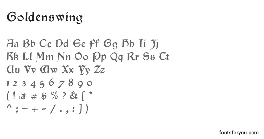 A fonte Goldenswing – alfabeto, números, caracteres especiais