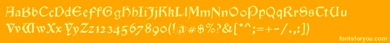 Weitere Informationen zur Goldenswing-Schriftart Goldenswing-Schriftart – Gelbe Schriften auf orangefarbenem Hintergrund