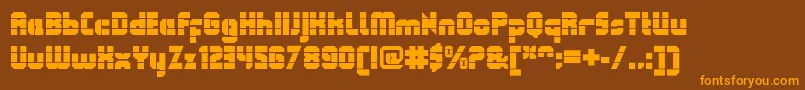 QueuebrickOpenultra-Schriftart – Orangefarbene Schriften auf braunem Hintergrund