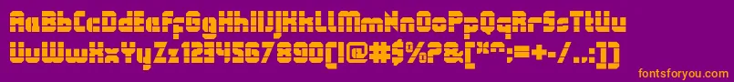 QueuebrickOpenultra-Schriftart – Orangefarbene Schriften auf violettem Hintergrund