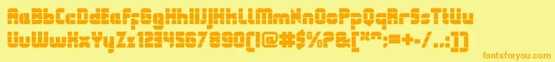 QueuebrickOpenultra-Schriftart – Orangefarbene Schriften auf gelbem Hintergrund