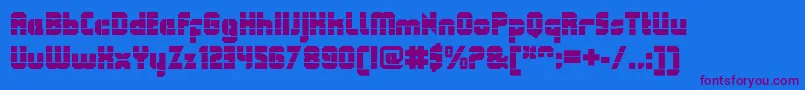 QueuebrickOpenultra-Schriftart – Violette Schriften auf blauem Hintergrund