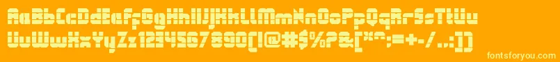 QueuebrickOpenultra-Schriftart – Gelbe Schriften auf orangefarbenem Hintergrund