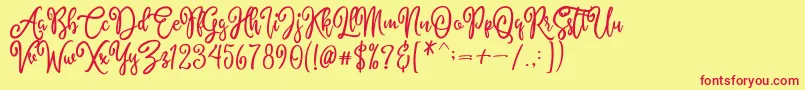 Fonte AlyssumDemo – fontes vermelhas em um fundo amarelo