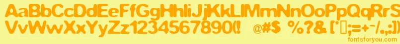 フォントFstop – オレンジの文字が黄色の背景にあります。