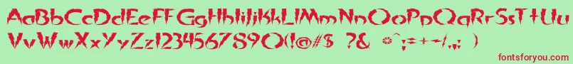 InAFlashExpanded Font – Red Fonts on Green Background