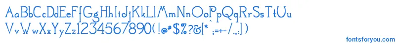 フォントMestral – 白い背景に青い文字