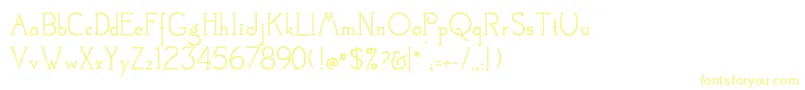 フォントMestral – 白い背景に黄色の文字