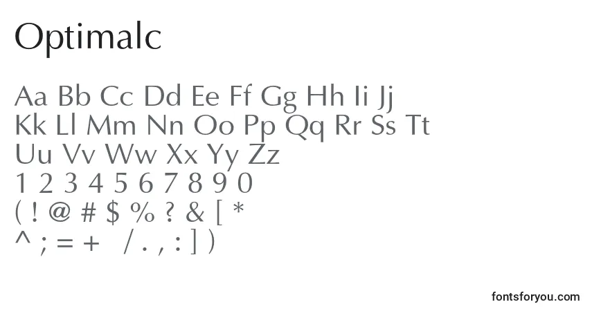 Optimalc Font – alphabet, numbers, special characters