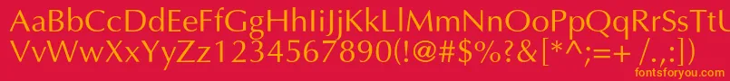 Optimalc Font – Orange Fonts on Red Background