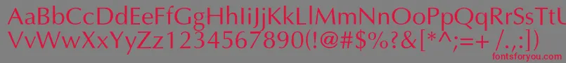 Optimalc Font – Red Fonts on Gray Background