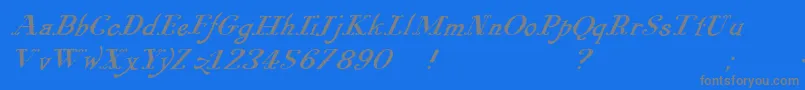 フォントPugsleyoblique – 青い背景に灰色の文字