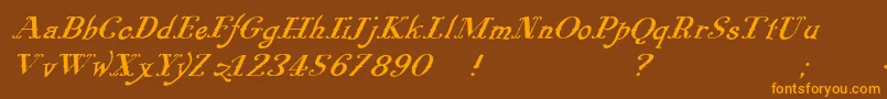 フォントPugsleyoblique – オレンジ色の文字が茶色の背景にあります。