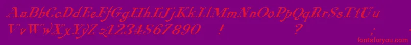 フォントPugsleyoblique – 紫の背景に赤い文字