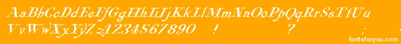 フォントPugsleyoblique – オレンジの背景に白い文字