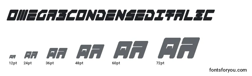 Omega3CondensedItalic Font Sizes