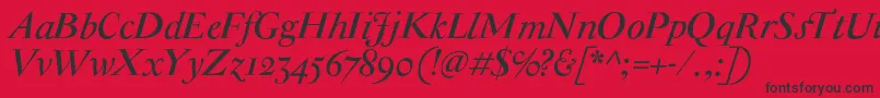 Czcionka AntiqueModerneItalic – czarne czcionki na czerwonym tle