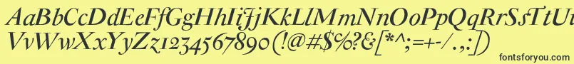 Шрифт AntiqueModerneItalic – чёрные шрифты на жёлтом фоне
