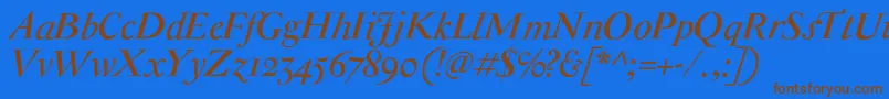 AntiqueModerneItalic Font – Brown Fonts on Blue Background
