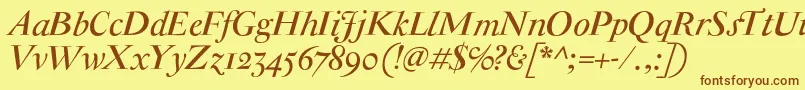 AntiqueModerneItalic Font – Brown Fonts on Yellow Background