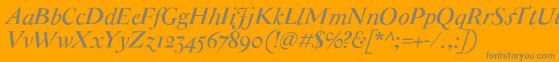 Fonte AntiqueModerneItalic – fontes cinzas em um fundo laranja