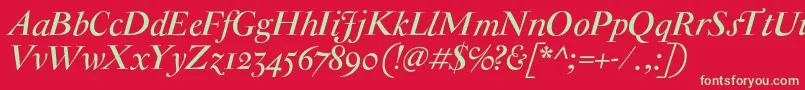 Czcionka AntiqueModerneItalic – zielone czcionki na czerwonym tle