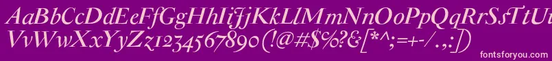AntiqueModerneItalic Font – Pink Fonts on Purple Background