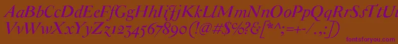 AntiqueModerneItalic Font – Purple Fonts on Brown Background