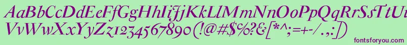 AntiqueModerneItalic Font – Purple Fonts on Green Background