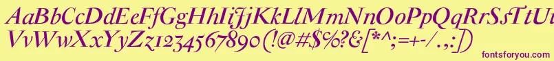 AntiqueModerneItalic Font – Purple Fonts on Yellow Background