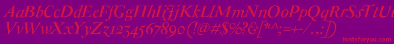 AntiqueModerneItalic Font – Red Fonts on Purple Background