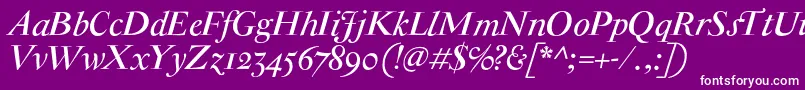 AntiqueModerneItalic-Schriftart – Weiße Schriften auf violettem Hintergrund
