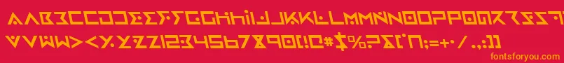 IronCobraLeftalic-Schriftart – Orangefarbene Schriften auf rotem Hintergrund