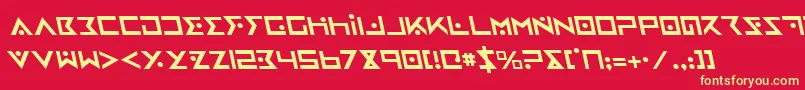 IronCobraLeftalic-Schriftart – Gelbe Schriften auf rotem Hintergrund