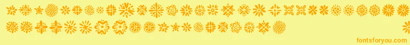 Kembang-Schriftart – Orangefarbene Schriften auf gelbem Hintergrund