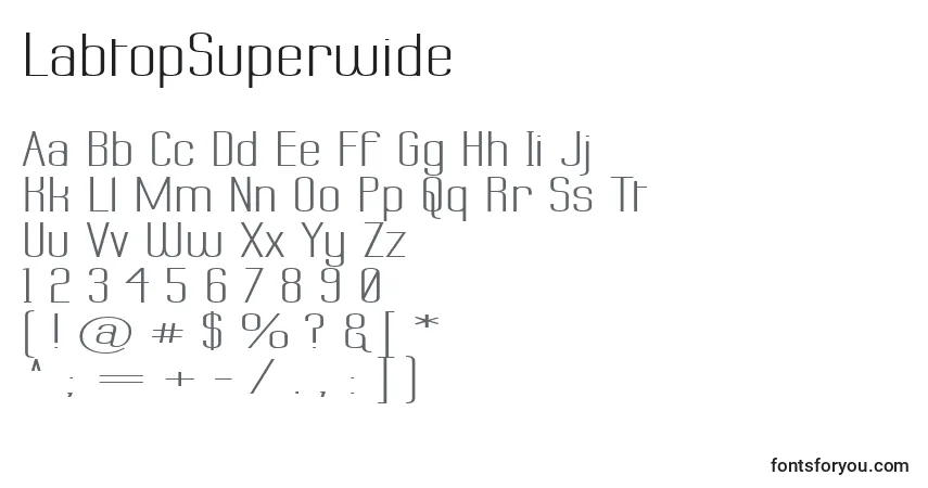 A fonte LabtopSuperwide – alfabeto, números, caracteres especiais