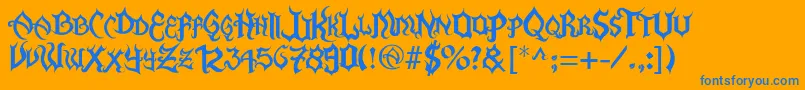 FlamaEspina Font – Blue Fonts on Orange Background