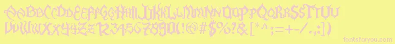 FlamaEspina-fontti – vaaleanpunaiset fontit keltaisella taustalla