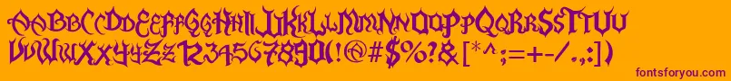 FlamaEspina-Schriftart – Violette Schriften auf orangefarbenem Hintergrund