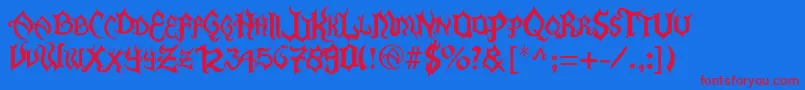 フォントFlamaEspina – 赤い文字の青い背景